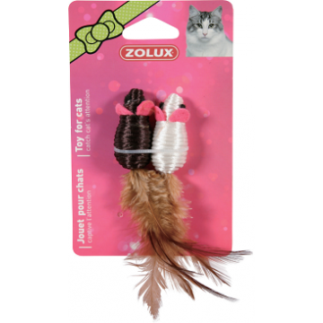 Zolux Pack Of 2 Toy Mice For Cats 5 cm